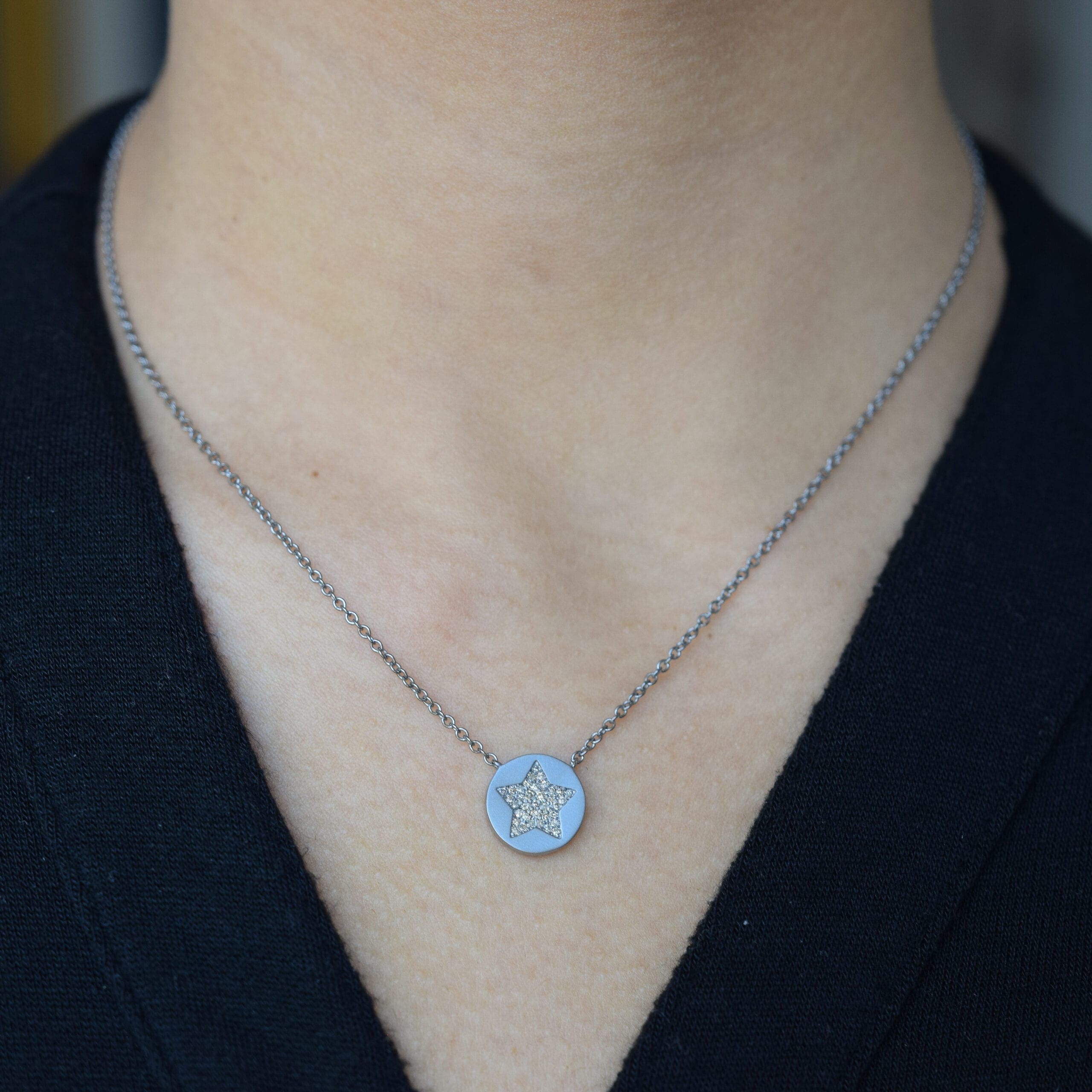 2-Sided Diamond Star Disc Necklace