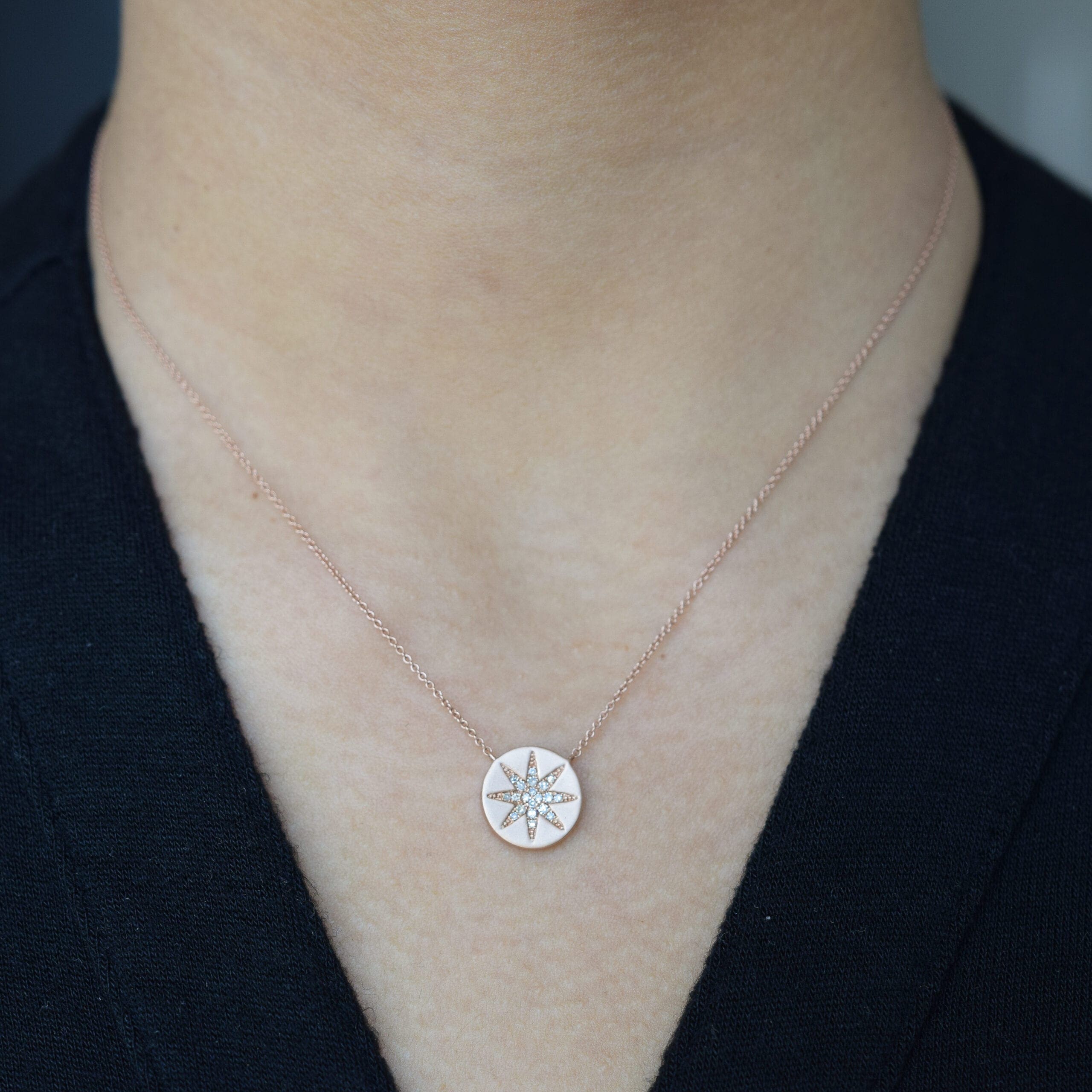 2-Sided Diamond Sunburst Disc Necklace