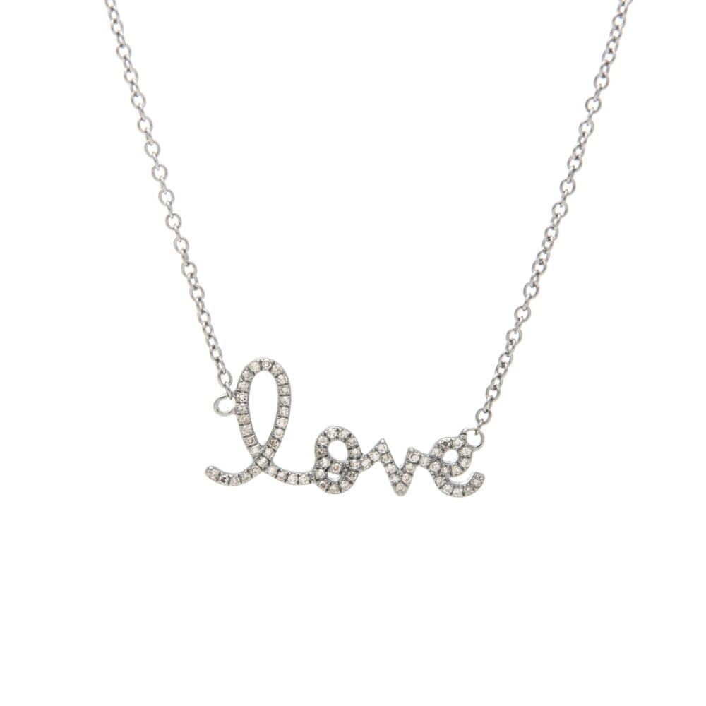 Diamond Love Script Necklace Sterling Silver