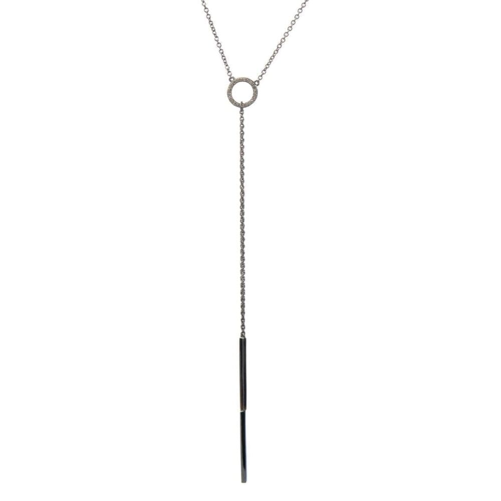 Diamond Small Open Circle Y Lariat Sterling Silver
