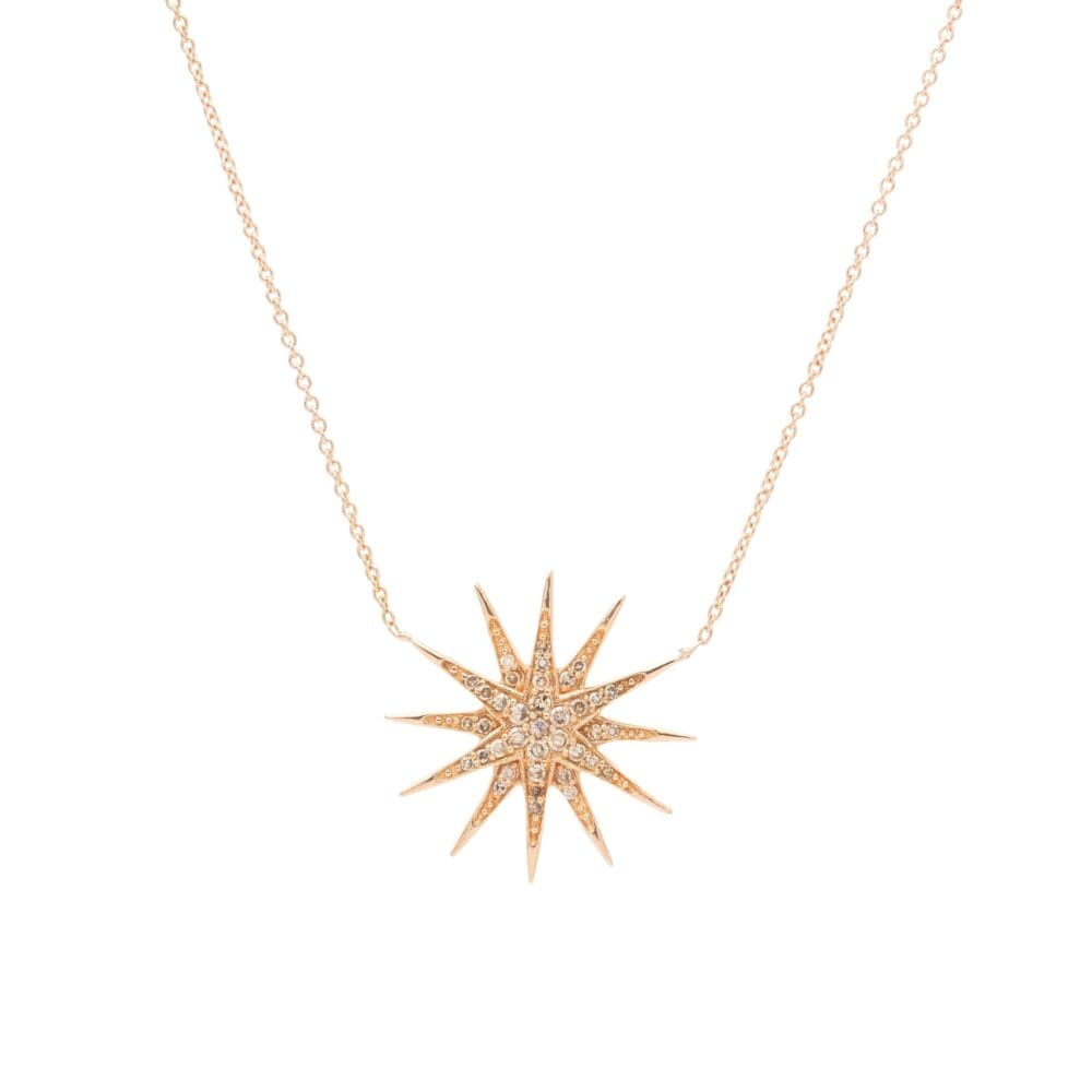 Diamond Starburst Necklace Rose Gold