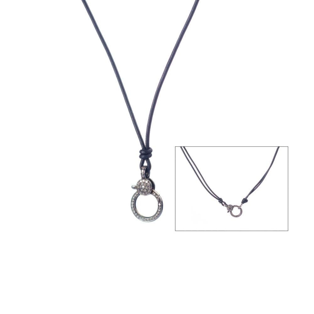 Medium Diamond Clasp Leather Necklace