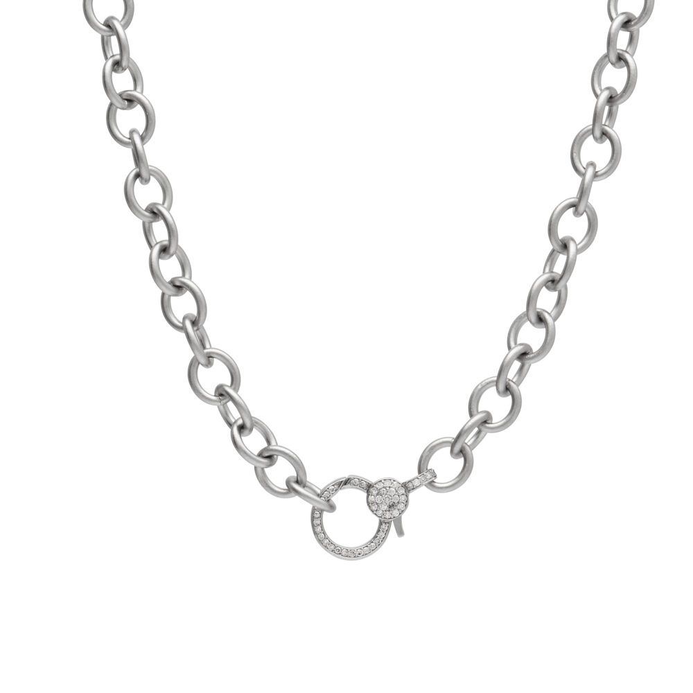 Medium Diamond 2-Sided Clasp Chain Necklace Sterling Silver