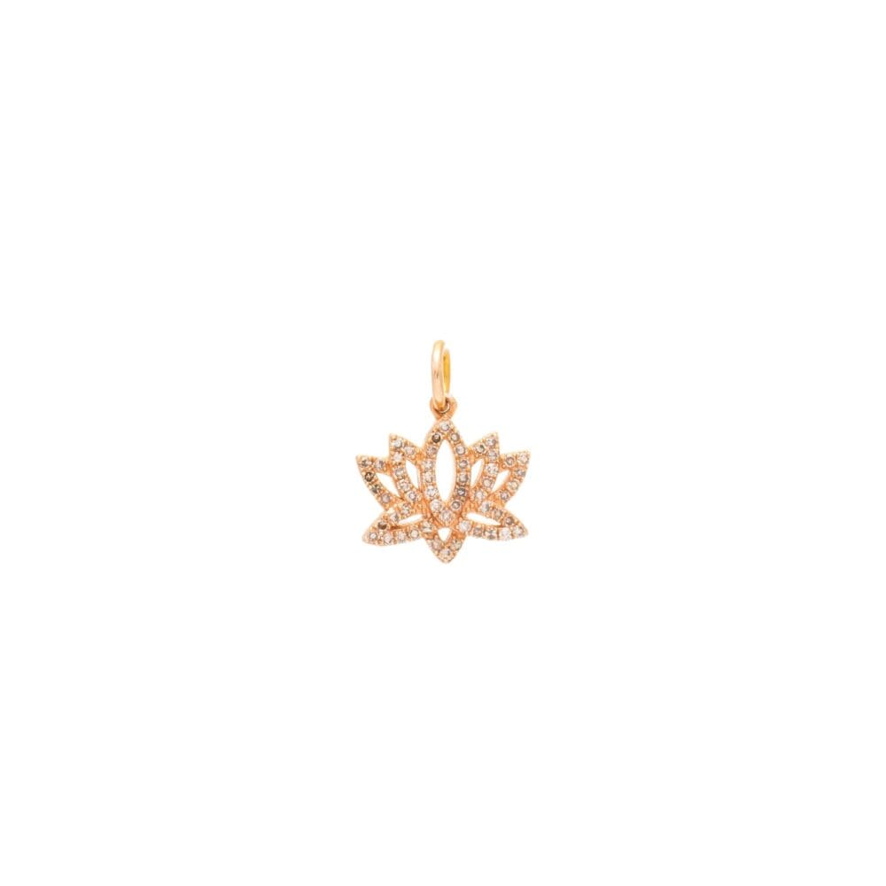 Mini Diamond Lotus Flower Charm Rose Gold