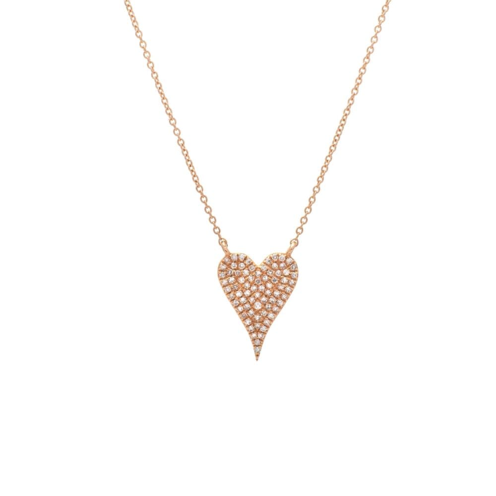 Modern Diamond Mini Heart Necklace Rose Gold