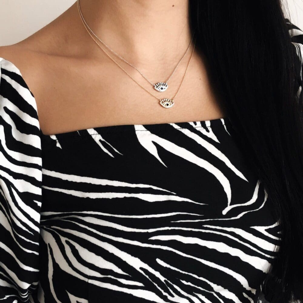 Baguette Diamonds + Sapphire Eyelash Necklace