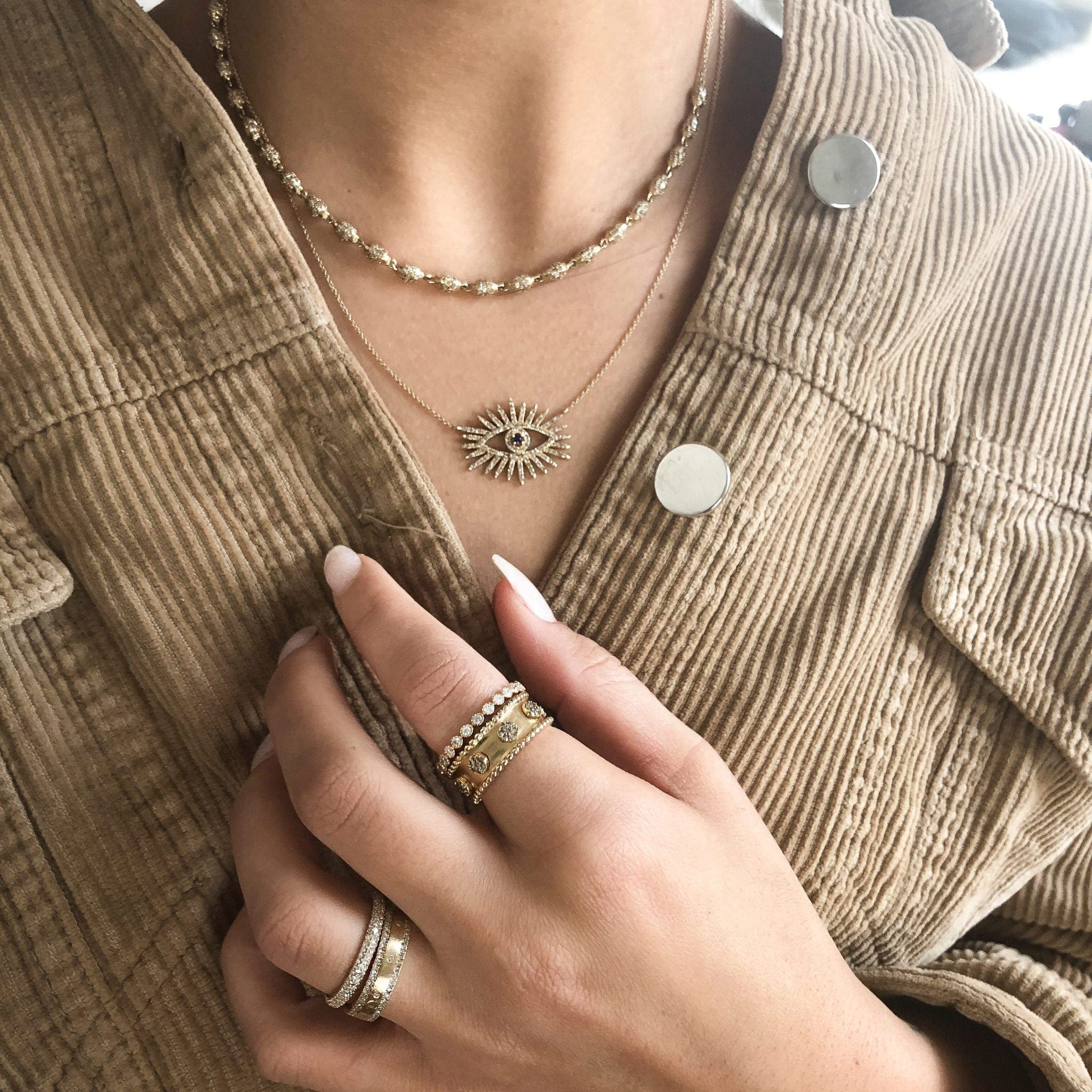 Pave Diamond Beaded Necklace