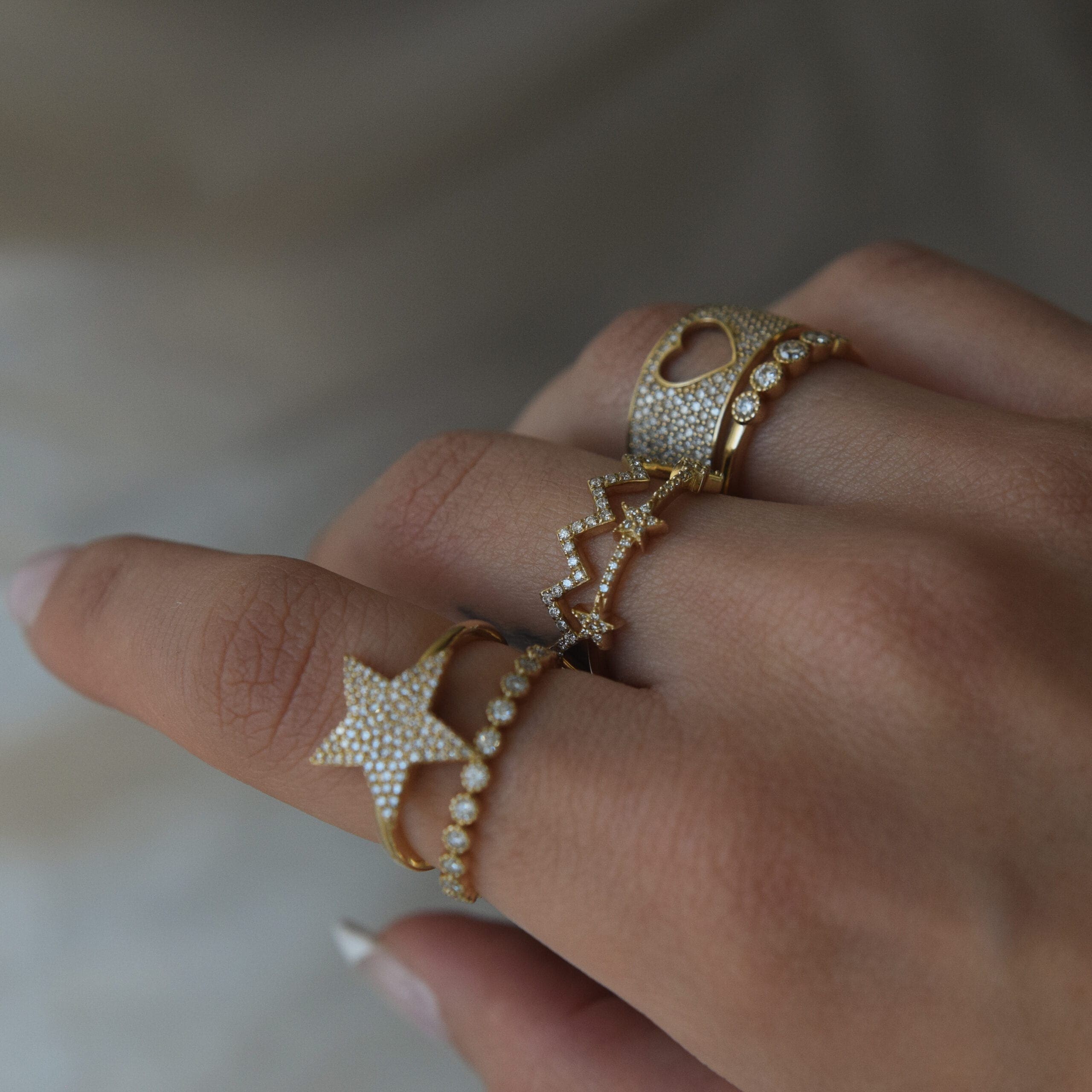 3 Star Mini Diamond Ring