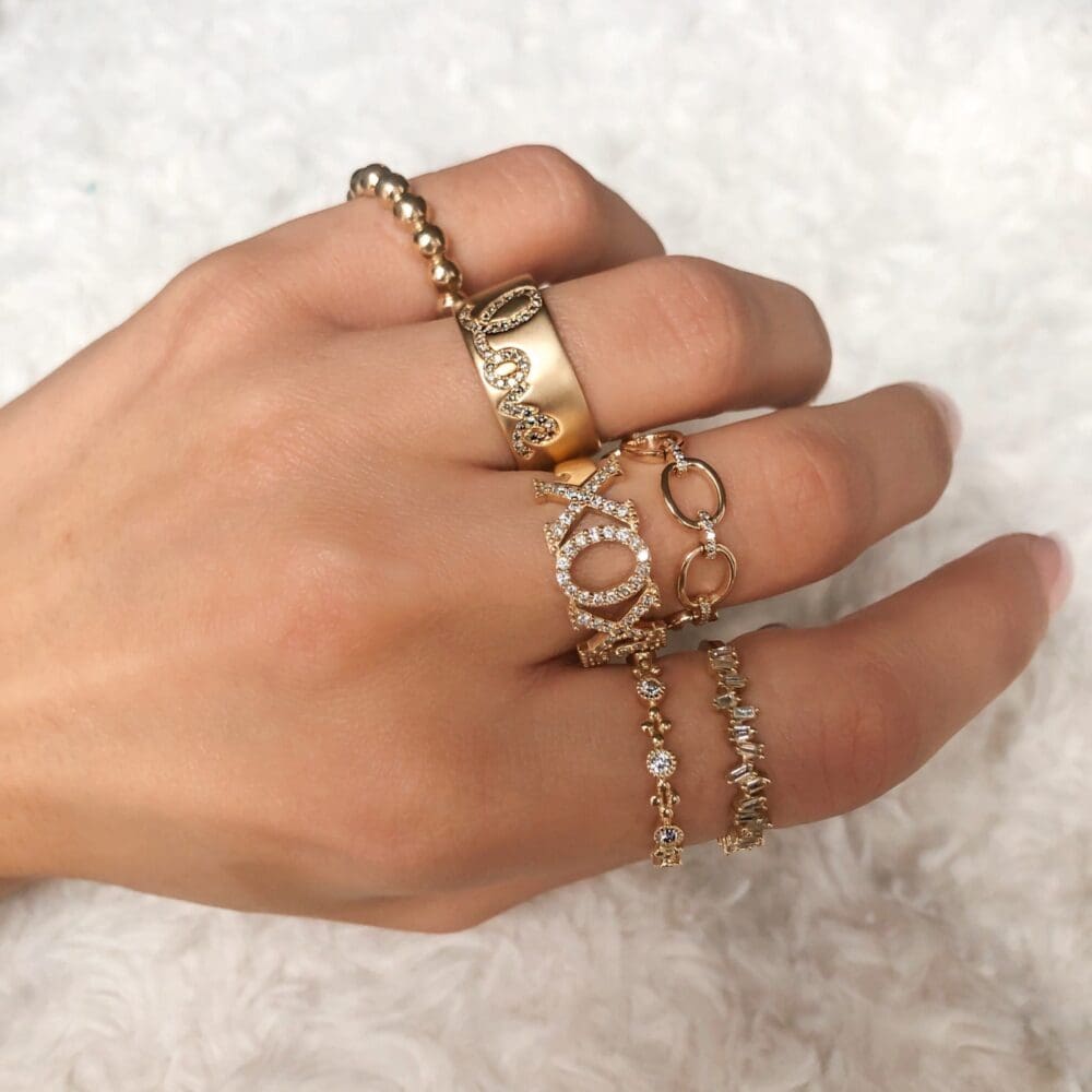 Chain Link Ring with Diamonds