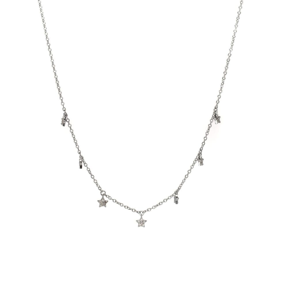 Mini Diamond Dangling Star Necklace Sterling Silver