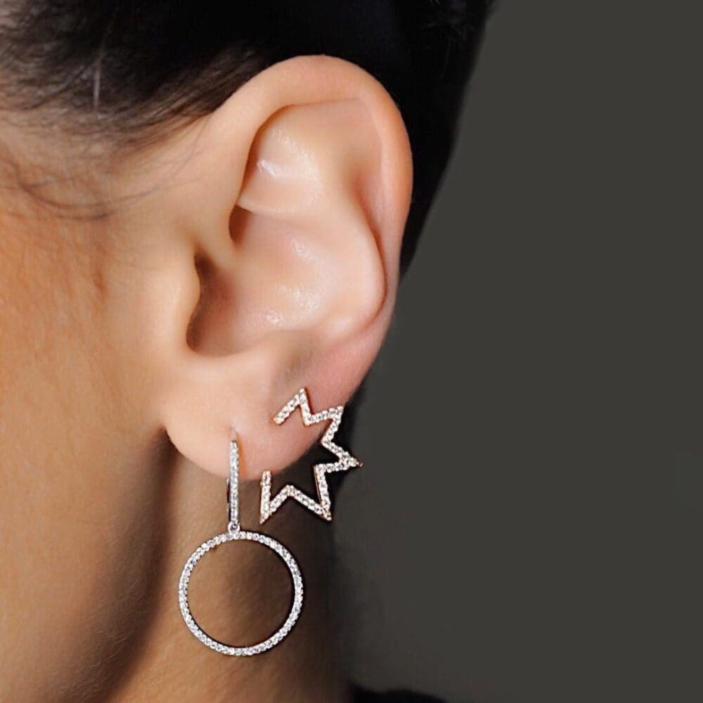 Open Mod Diamond Star Earrings