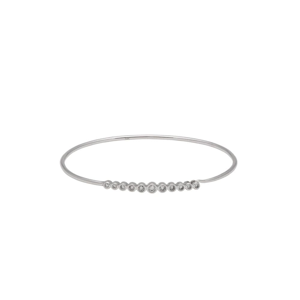 Diamond Bezel Wire Bracelet 14k White Gold