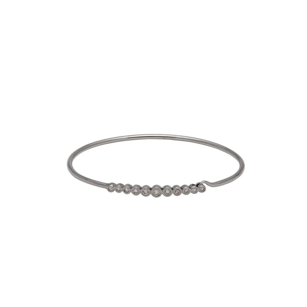 Diamond Bezel Wire Bracelet Sterling Silver