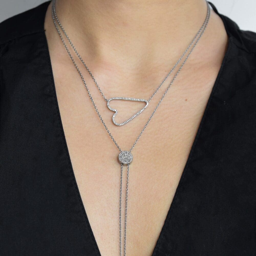 Diamond Open Sideway Heart Necklace