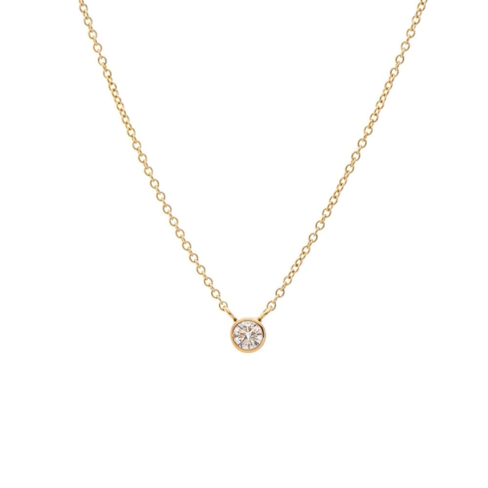 Mini Diamond Solitaire Necklace 14k Yellow Gold