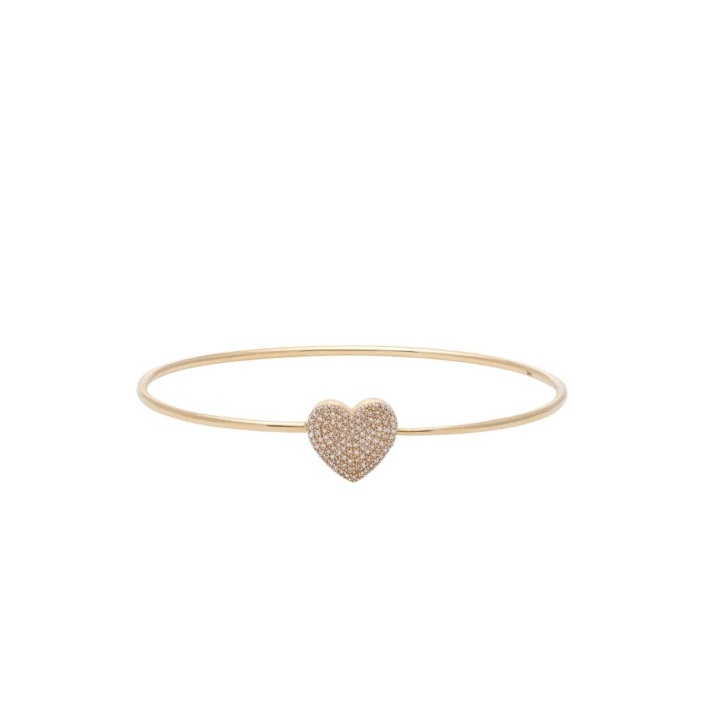 Diamond Heart Wire Bracelet Yellow Gold
