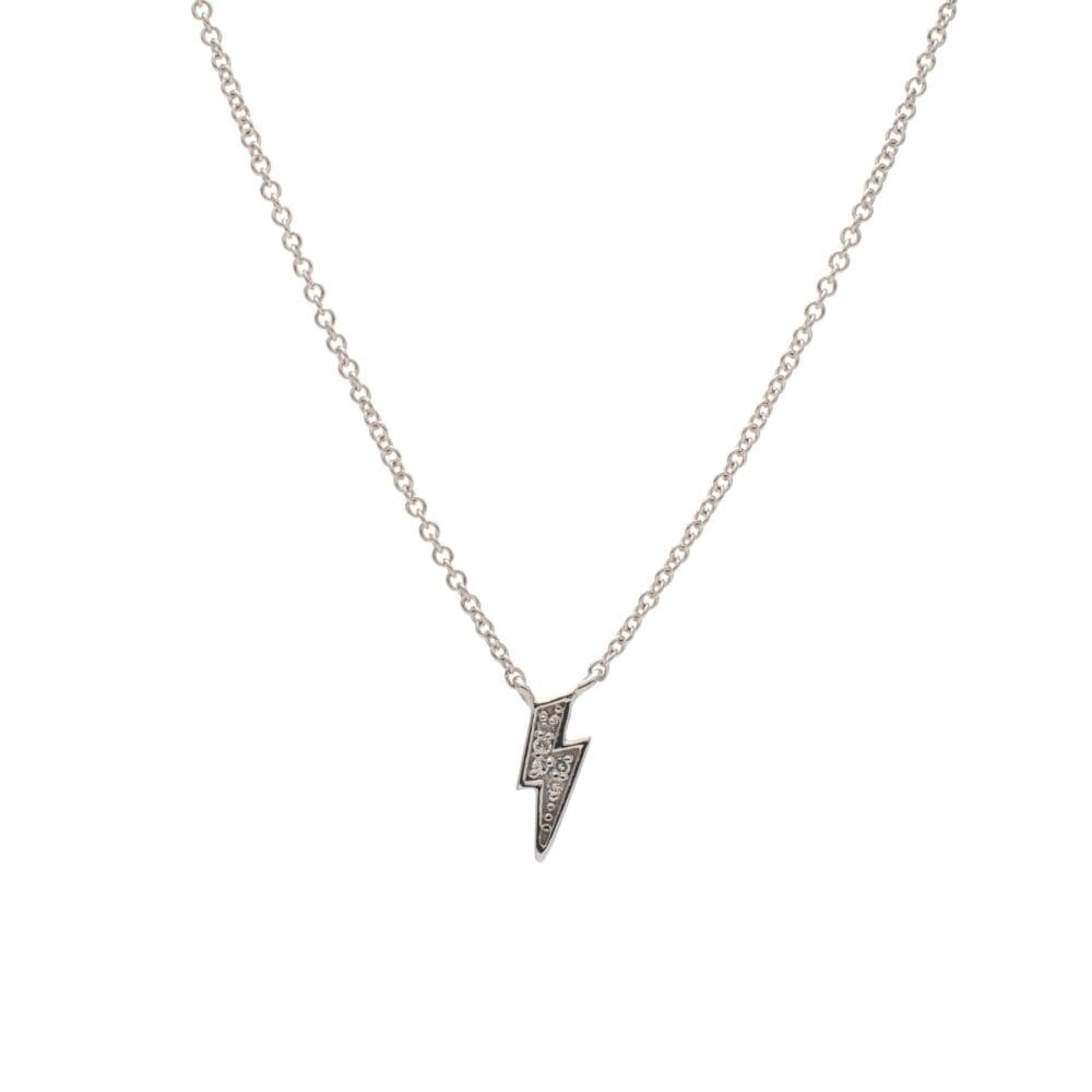 Diamond Mini Lightning Bolt Necklace Sterling Silver