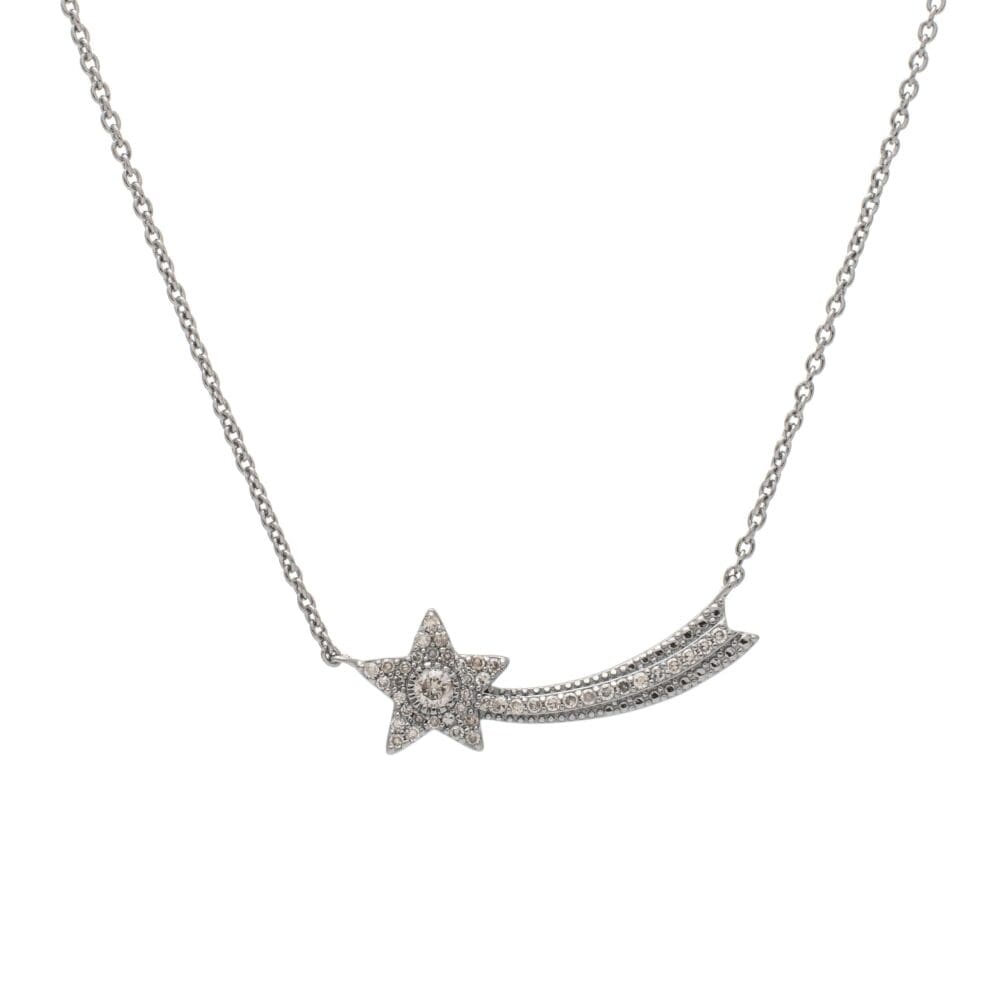 Shooting Star Diamond Necklace Sterling Silver