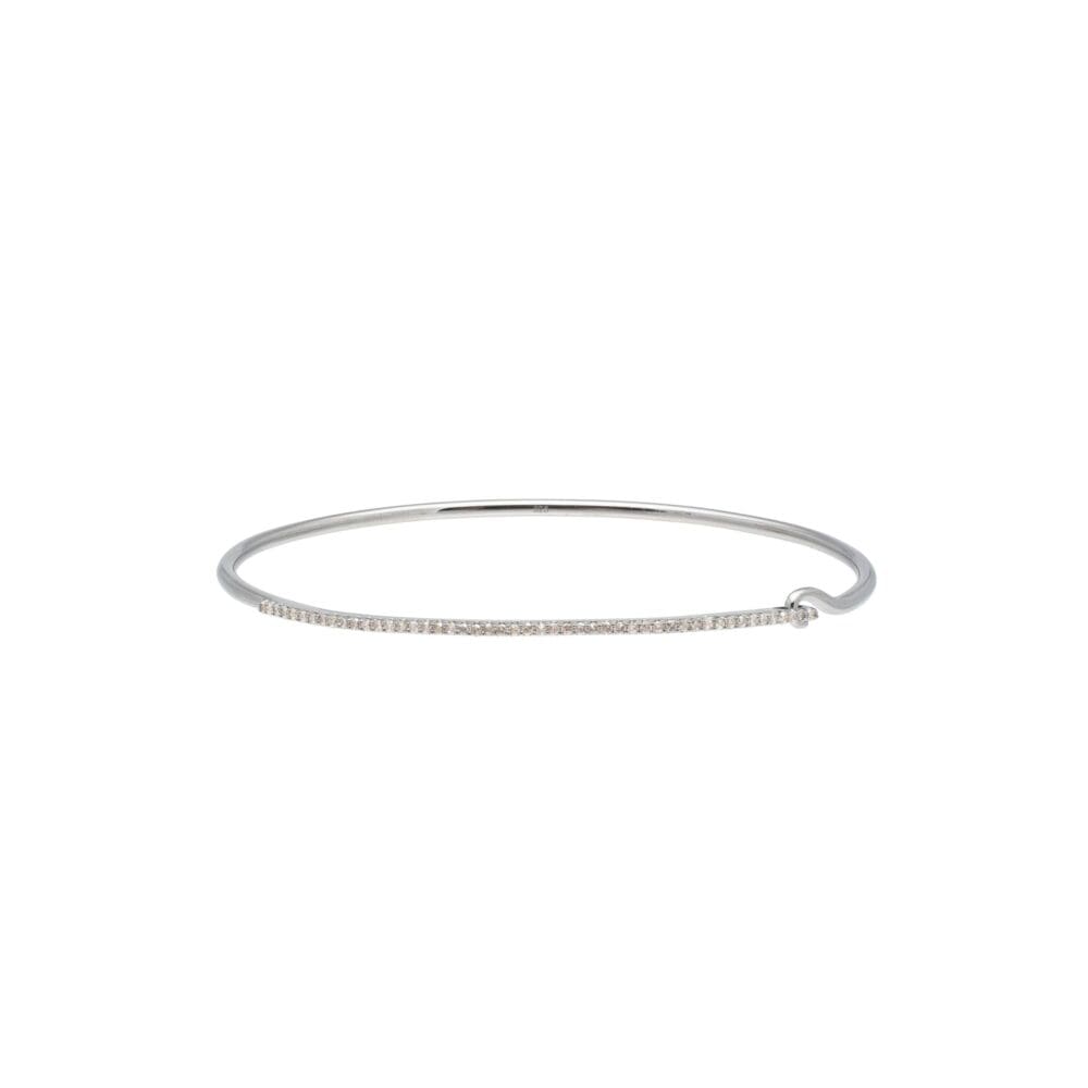 Skinny Diamond Bar Wire Bracelet Sterling Silver