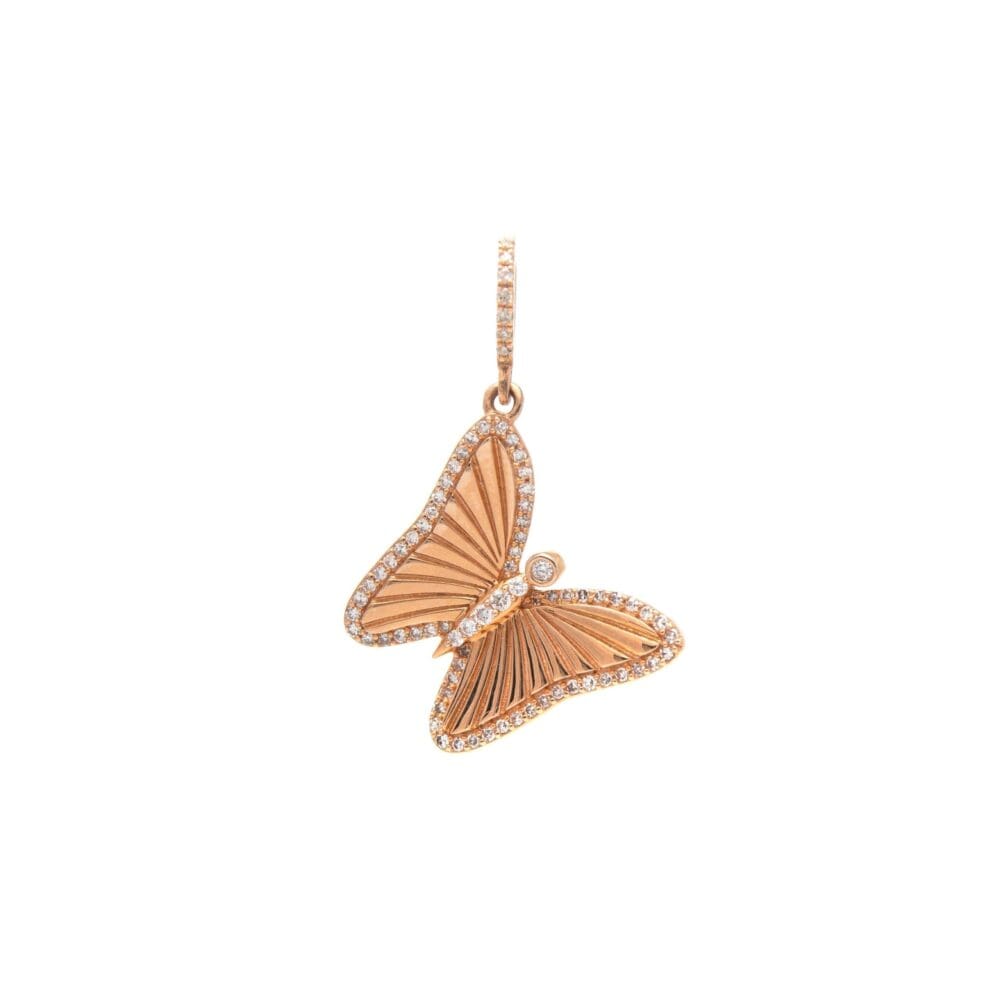 Mini Matte Diamond Butterfly Charm Rose Gold