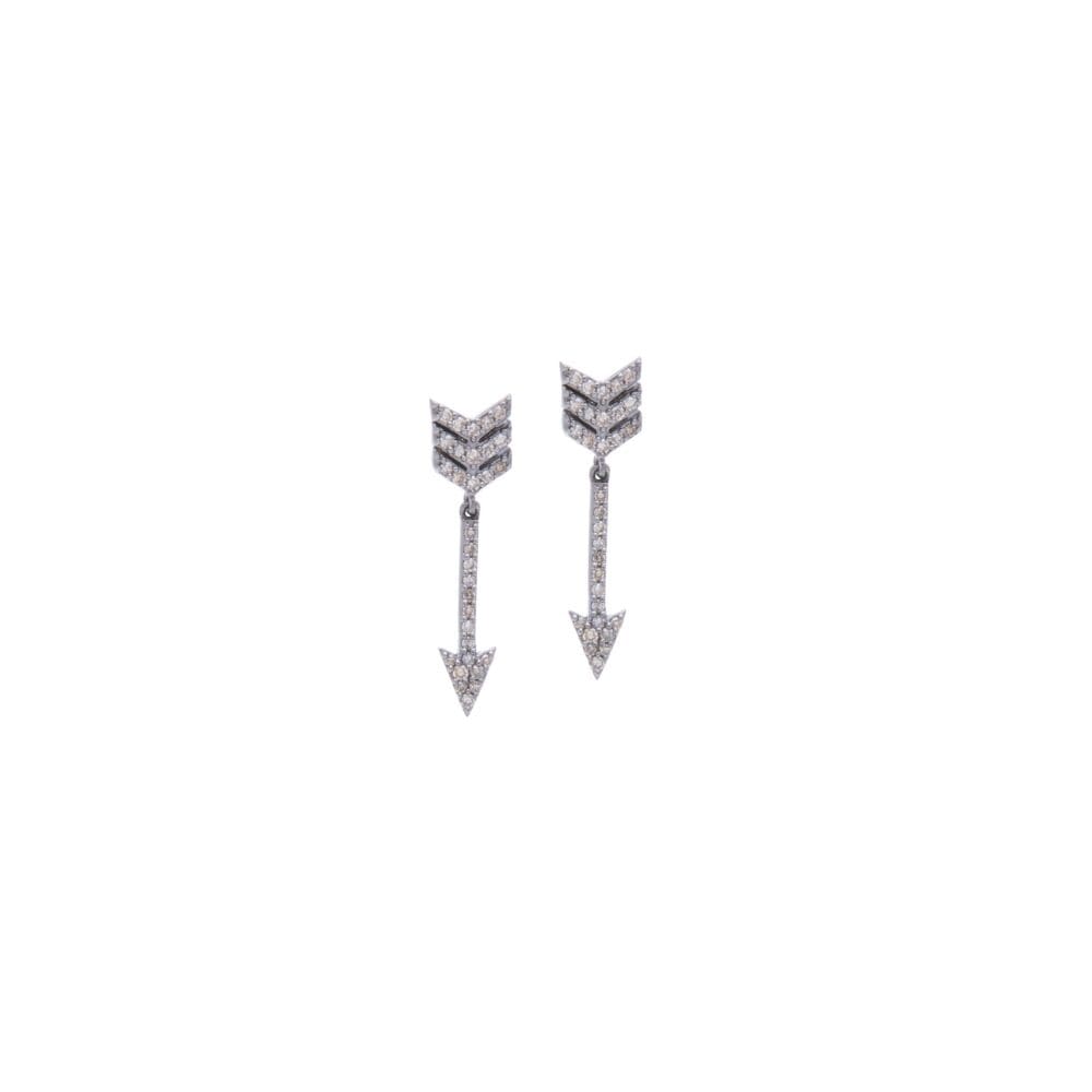 Diamond Cupid’s Arrow Dangle Earrings Sterling Silver