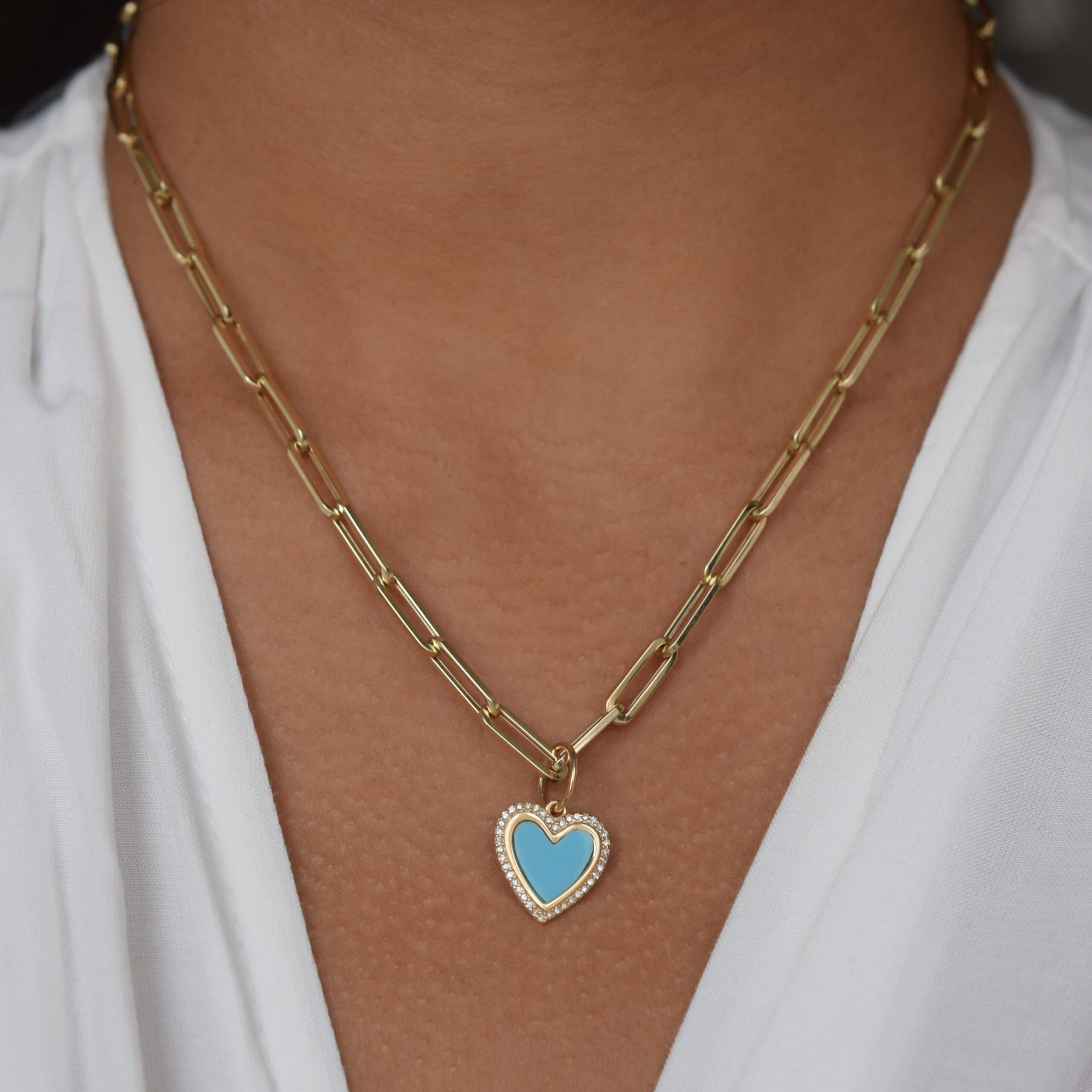 Small Diamond Turquoise Heart Charm