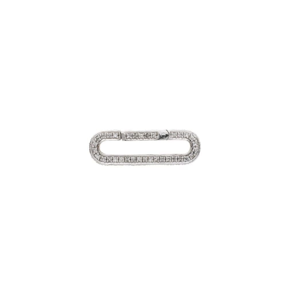 Pave Diamond Link Connector Clasp 14k White Gold Closed