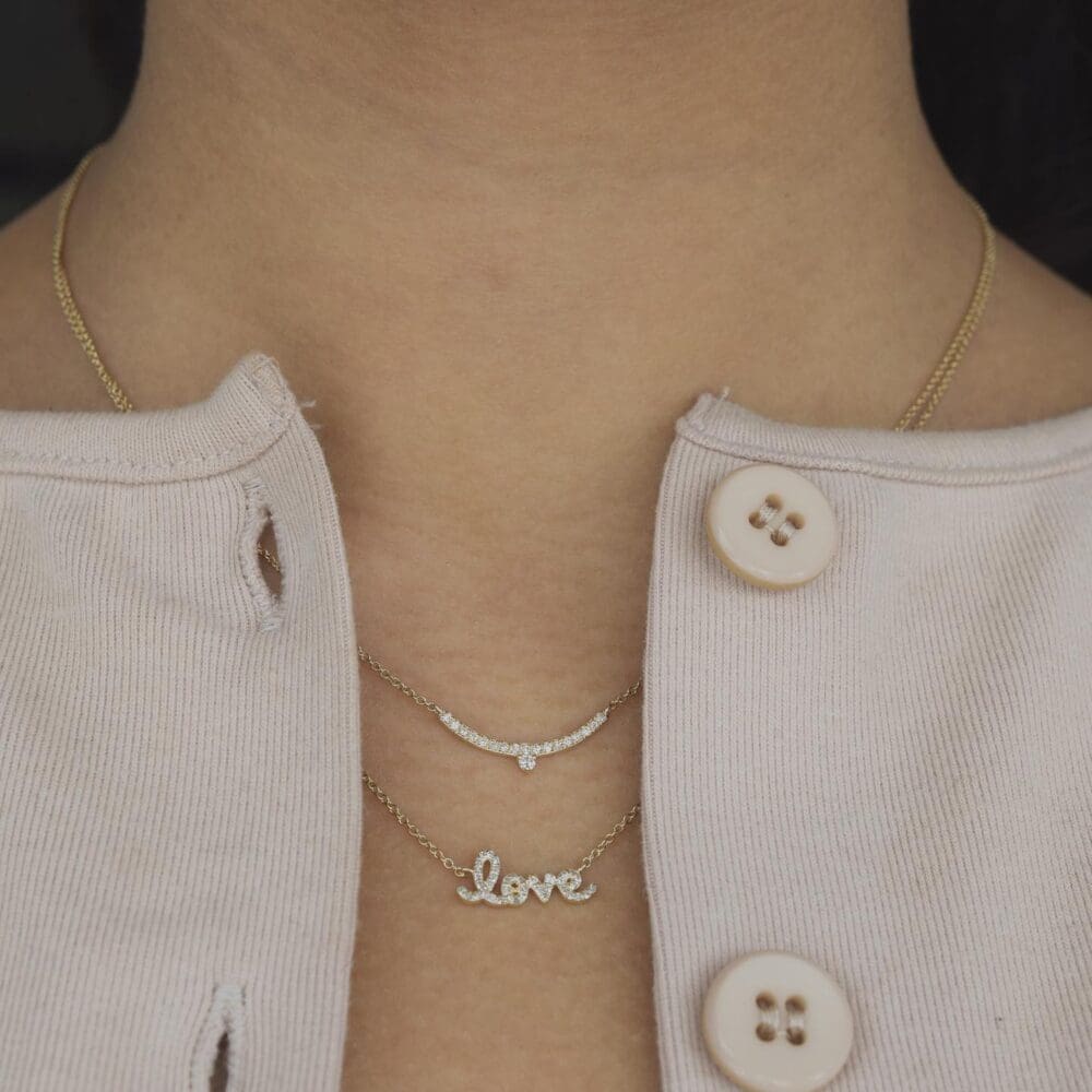 Diamond Mini Love Script Necklace