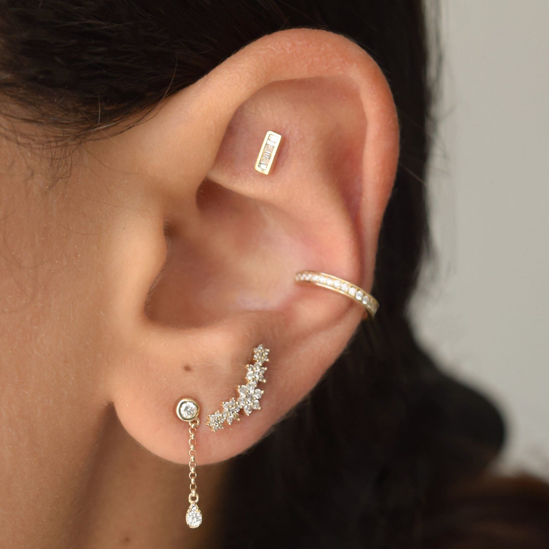 Diamond Rectangle Baguette Earrings