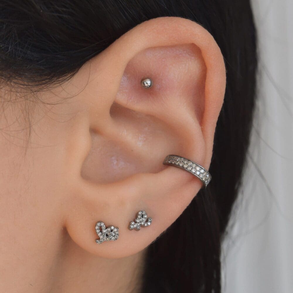 Mini Diamond Love Script Stud Earrings