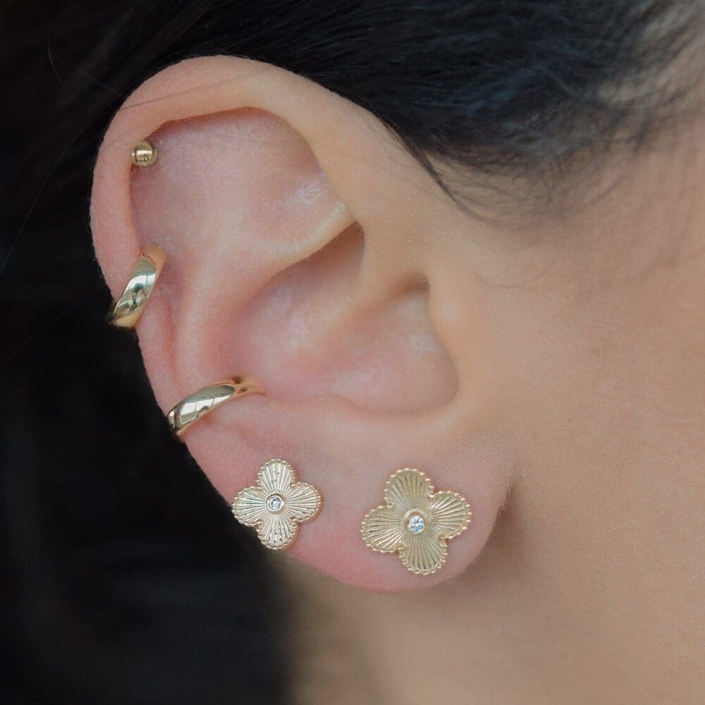 Small Flower with Diamond Earrings