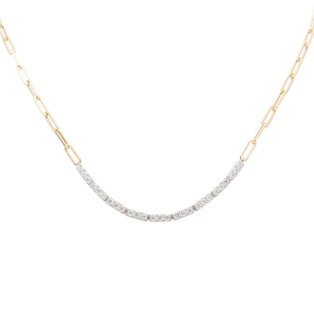 Diamond Tennis Chain Link Necklace 14k Gold