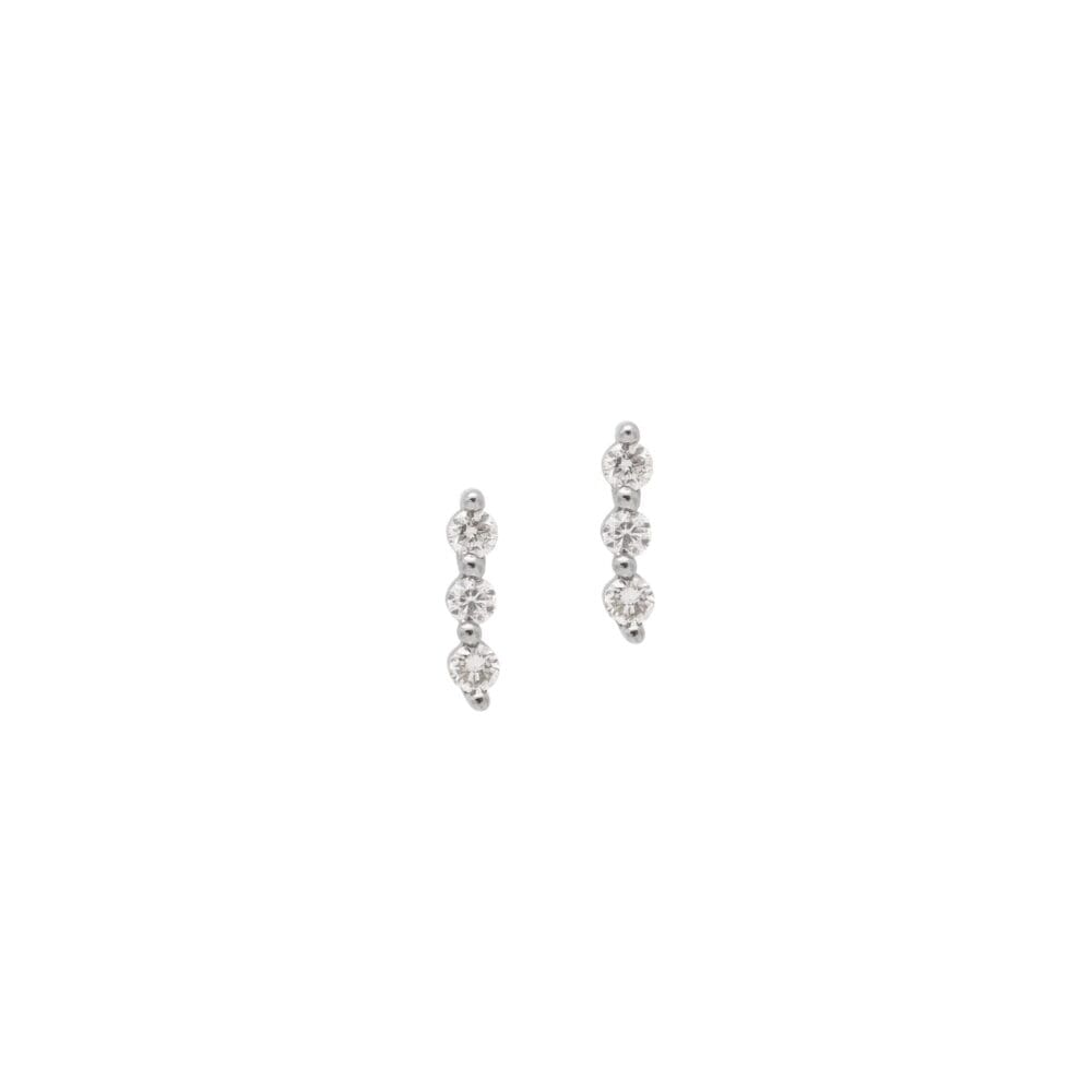 Triple Diamond Earrings Sterling Silver