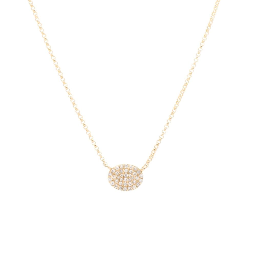 Diamond Small Oval Necklace Yellow Gold