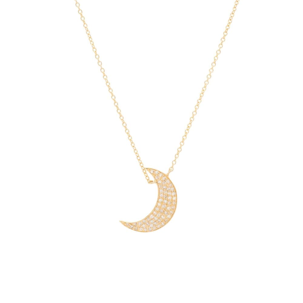 Diamond Crescent Moon Necklace Yellow Gold