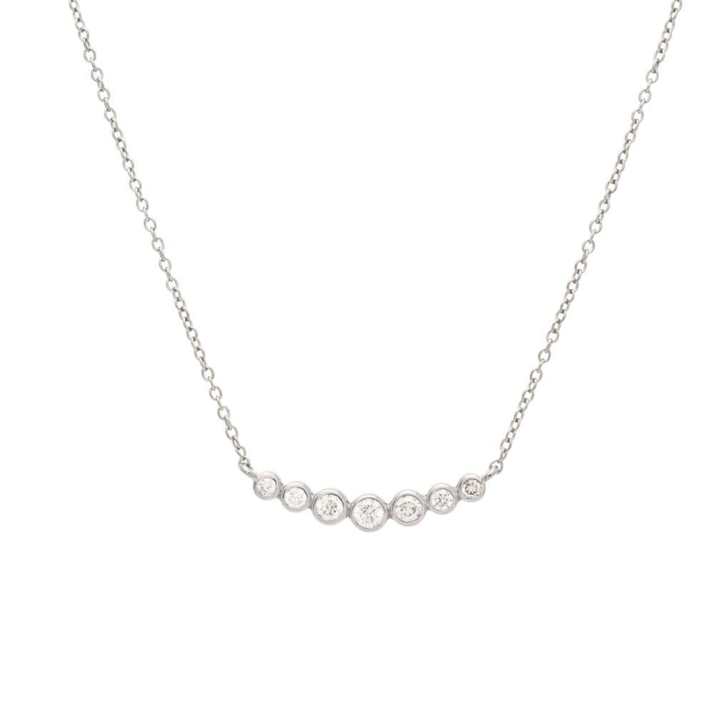 7 Diamond Graduated Bezel Set Necklace Sterling Silver