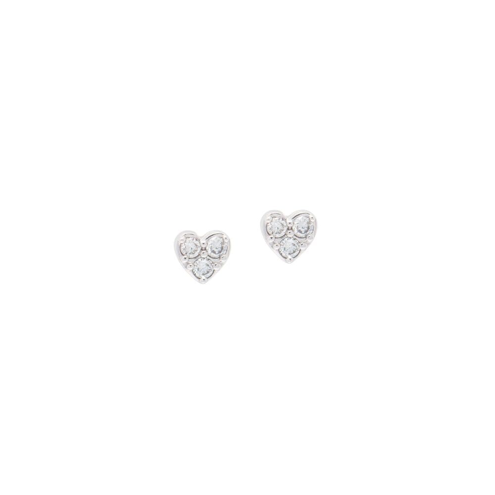 3 Diamond Heart Stud Earrings White Gold