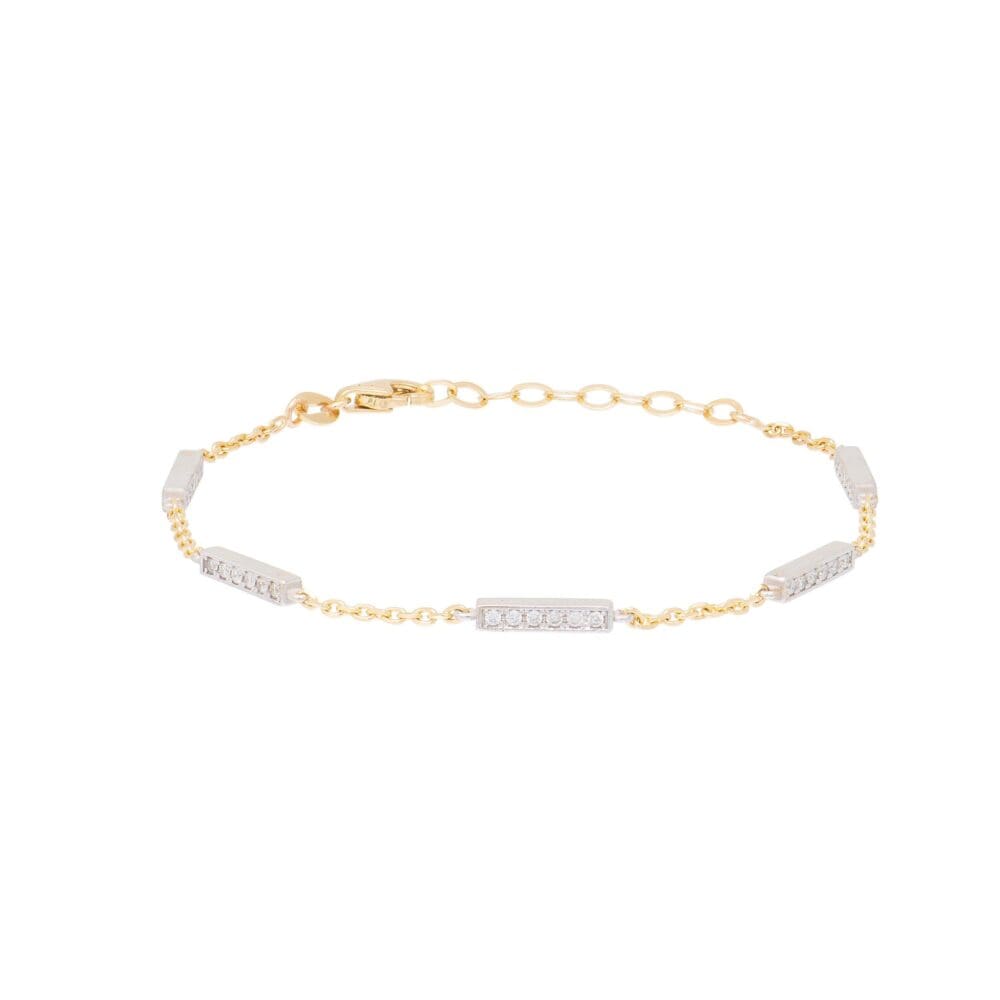 Diamond Multi Bar Chain Bracelet Yellow and White Gold