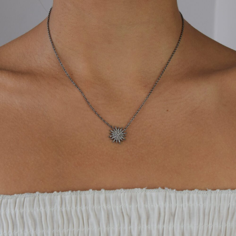 Radiant Sunburst Diamond Necklace