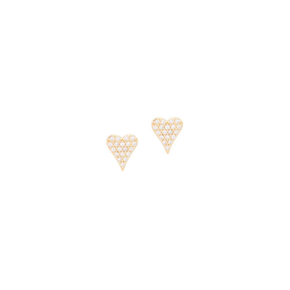 Petite Diamond Modern Heart Studs Yellow Gold