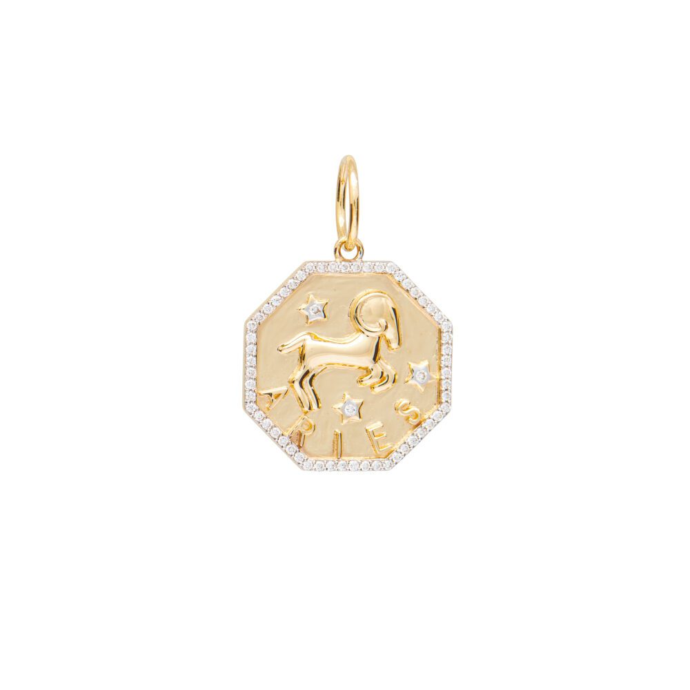 Diamond + Gold Aries Zodiac Charm