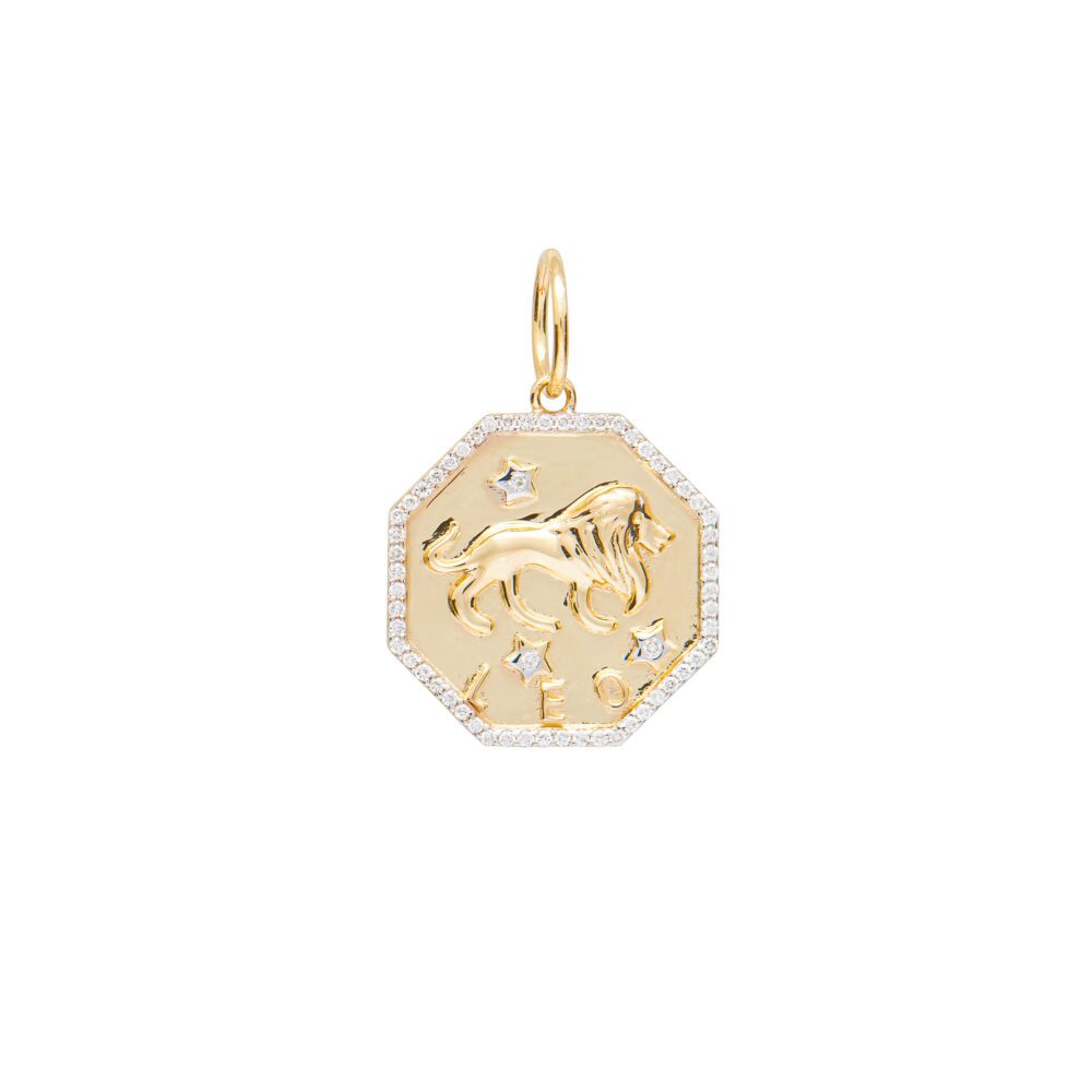 Diamond + Gold Leo Zodiac Charm