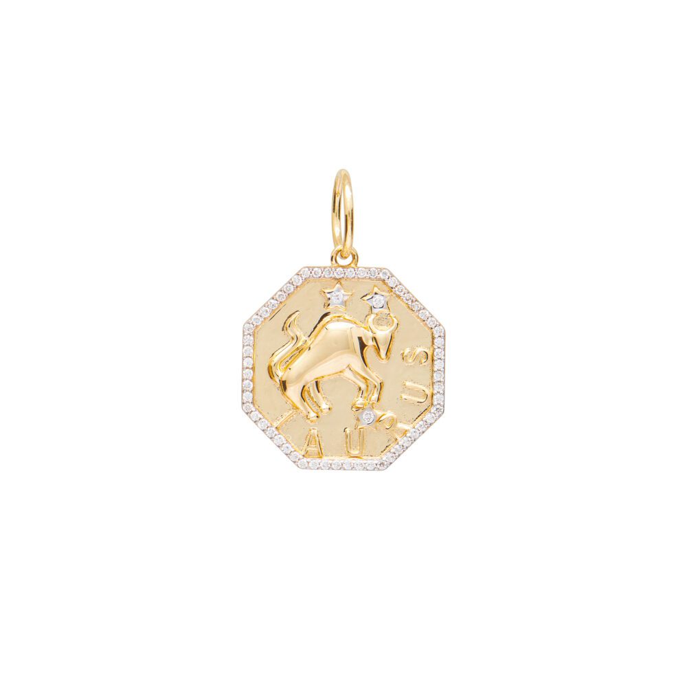 Diamond + Gold Taurus Zodiac Charm